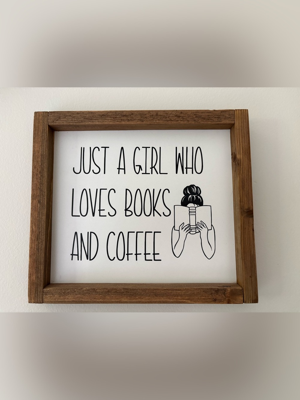 Just A Girl Who Loves Books And Coffee Framed Sign - Black on White